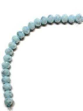 As Low As $2 Sky Blue AB Opaque Faceted Rondelle Glass Beads 8mm (25)